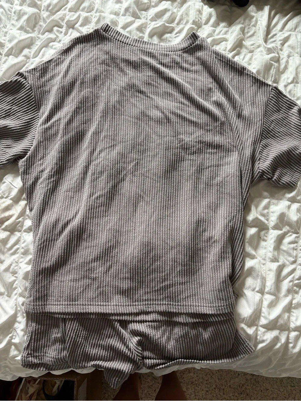 Women’s Ribbed Short Sleeve Lounge Set in Taupe
